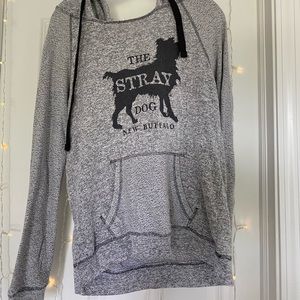 gray Stray Dog café scoop neck sweatshirt